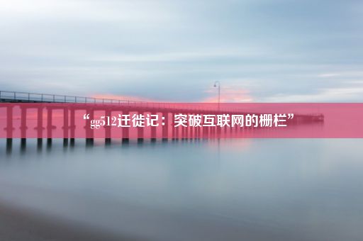 “gg512迁徙记：突破互联网的栅栏”